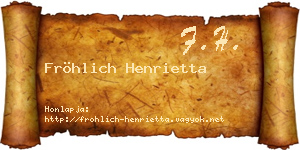 Fröhlich Henrietta névjegykártya
